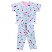 Assorted 4-Piece Pajama Set For Girls - 2 T-Shirts + 2 Pants For Ages 2 To 7 - 彩色 - 查看 4