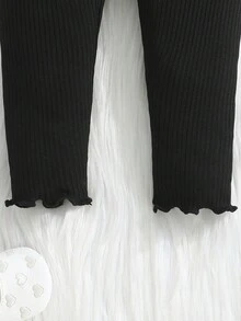 3pcs/Set Baby Girls' Heart Print Ribbed Knit Casual Pants - Multicolor - View 5