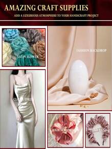 1 件光滑、柔软的仿丝缎面料，DIY 婚礼工艺品窗帘光面缎面材料 - 彩色 - 查看 7