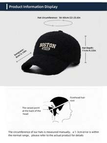 1 Simple Letter Embroidery Craft Lamb Wool Material HatThick And Warm Baseball Caps For Couples In Autumn And Winter - A - View 7