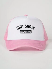 1 chiếc mũ bóng chày có thể điều chỉnh in chữ "Show", mũ lưỡi trai lưới cho hoạt động ngoài trời, du lịch mùa xuân/thu, bãi biển, phù hợp cho cả nam và nữ, phong cách Y2K - in - Xem 2
