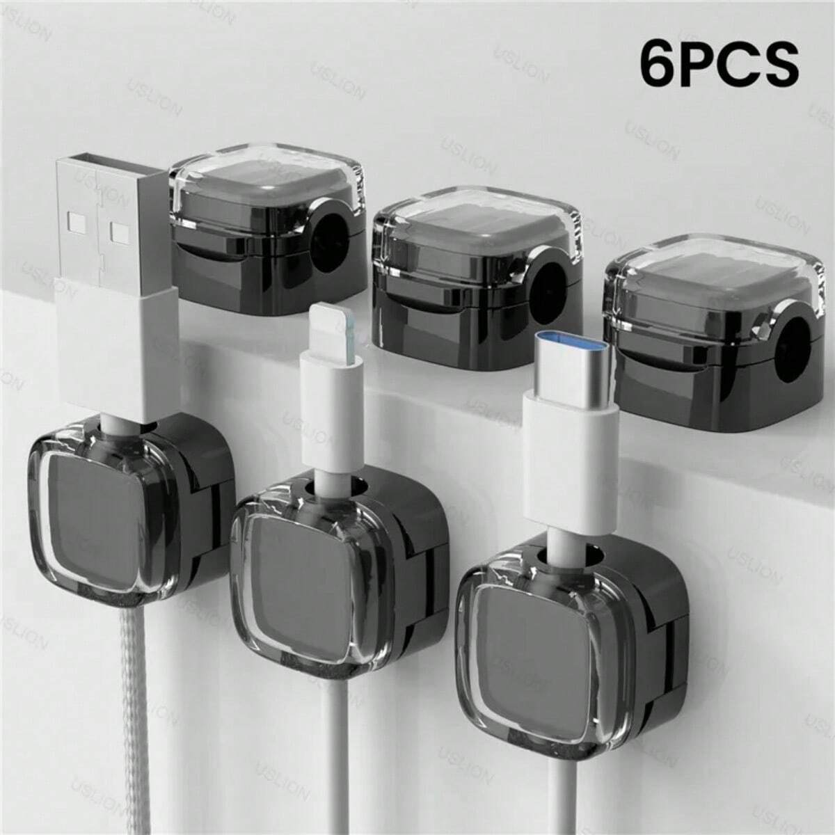 Lot De 12 Clips Magnétiques Réglables Pour Câbles - Organisateur Sous Bureau, Table Et Voiture (Noir & Blanc)