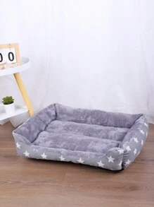 1pc Star Pattern Warm & Breathable Pet Bed, Suitable For Cats & Small Dogs, All Seasons. (Note: Please Buy One Size Larger For More Comfort. The Product May Appear Flattened When First Opened Due To Compression, But Will Regain Its Original Shape After 3-5 Days Of Manual Fluffing And Placement.) - Grey - View 5