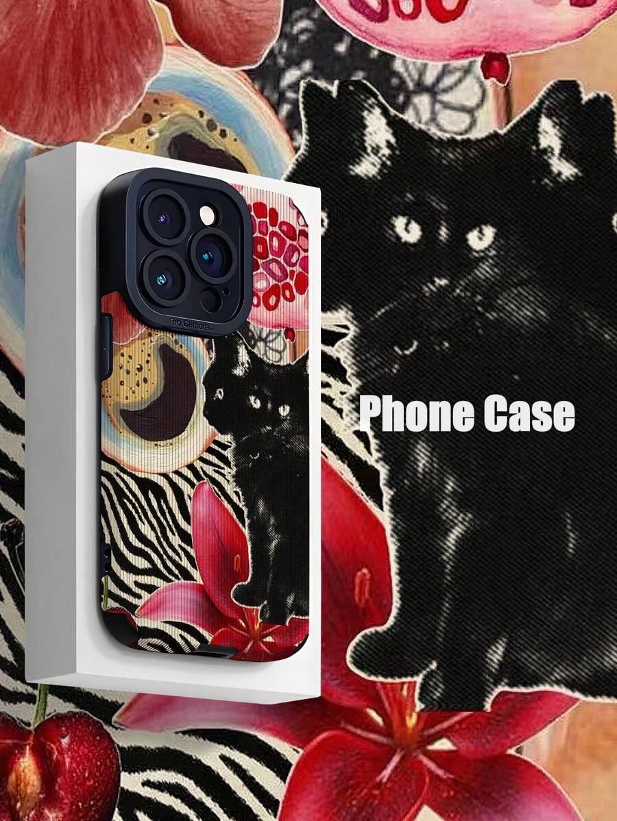 1pc Pomegranate & Floral Patterned Soft Padded Phone Case Compatible With Iphone And Samsung Smartphones - Multicolor - View 1