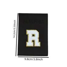 Chic Personalized Passport Holder For Women & Teens - Initial PU Leather Wallet With 26 Letter Patches, Stylish Travel Card Case, Perfect Unique Gift For Her, Enhance Your Jetset Style Travel Essentials School Back To School School Supplies Holiday Holiday Essentials Vacation Accessories Passport Cover - Black - View 2