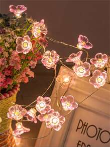 1 件 10/20/30 LED 粉色/紫色/蓝色樱花灯串，LED 花环灯，电池供电，适用于节日、婚礼、室内、卧室、花园、派对、生日、庆典装饰