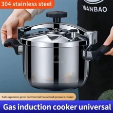 Stainless Steel Commercial Pressure Cooker, Large Capacity Extra-Large Size For Gas And Induction Cookers, Universal Big Pressure Cooker For Hotel Catering And Group Meals Seafood Boil - Black - View 7