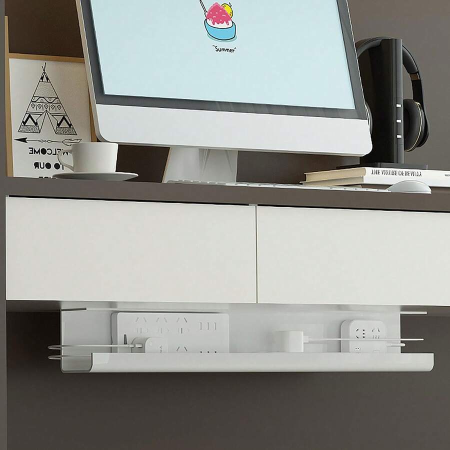 NoScrew Under Desk Cable Management Tray SelfAdhesive Installation