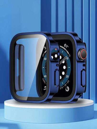 1 个表壳，蓝色，采用二合一设计，带凸起边缘，由 PC 材料制成，带屏幕保护膜，手表保护套，防刮擦，防撞防震，适用于 Ultra 2 1 SE S9/8/7/6/5/4/3/2/1 系列，适合送给朋友、学生、同事的男女通用礼物，38 毫米 40 毫米 41 毫米 42 毫米 44 毫米 45 毫米 49 毫米智能手表配件，全球热销新产品