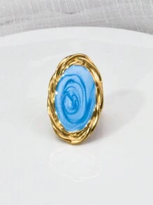 Mazuer 1pc Vintage Goudkleurige Minimalistische Chic Oversized Ronde Spiegel Design Ring Voor Vrouwen, Veelzijdige Modeaccessoire Voor Lente/Zomer, Strand, Pasen, Western, Afstuderen, Terugkeer Naar School, Cadeau, Feest, Pendelen, Vakantie