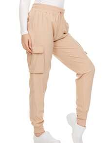 Women's Cargo Scrub Jogger Pants – 4-Way Stretch, Elastic Waist, Multiple Utility Pockets, Wrinkle-Resistant, Workwear For Nurses & Healthcare Professionals - 棕色 - 查看 4