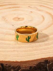 1 件简约西式闪电不锈钢戒指，男女通用百搭设计 - 彩色 - 查看 7