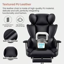 Actflame Premium Ergonomic Office Chair For Large & Tall Individuals - Executive Style High-Back Leather Computer Chair, Featuring Lumbar Support & Integrated Footrest - Perfect For Spacious Homes & Offices - Black - View 8