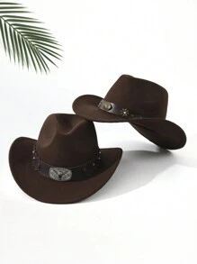 2 szt. Unisex haftowany pasek na głowę bydła wystrój Boho kowboj/kowboj miękki filcowy kapelusz fedora, na zewnątrz, na co dzień, na imprezę, lato, zimę