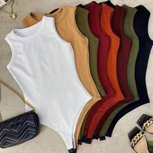 Women's Bodysuit Tank Top Ribbed Fabric Premium Bori Summer Blogger Cheap Blouse Zarah Promotion - 白色 - 查看 3