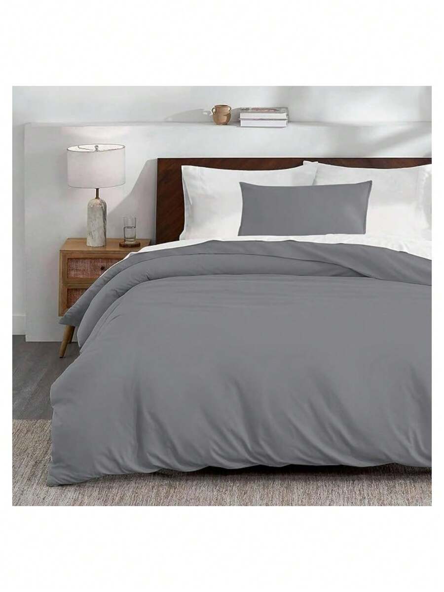 Juego de Funda Duvet para Edredon Individual - Gris - Ver 1