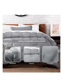 Juego de Funda Duvet para Edredon Individual - Gris - Ver 6