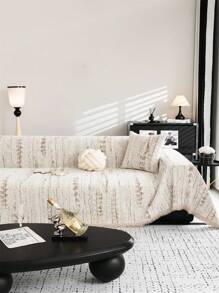 1 szt. Minimalistyczny pled z szenili, luksusowy, elegancki pokrowiec na sofę, antypoślizgowy, przeciwkurzowy i przeciwzadrapaniowy, odpowiedni do sypialni, salonu, gabinetu, na imprezę, do klubu, na sofę, kanapę, sofę - Kolor khaki - Zobacz 2