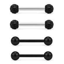 4pcs 14G Stainless Steel Tongue Ring Nipple Shield Barbell Ring Bar Nipplerings Body Piercing Jewelry For Men Silver Black Rose Gold 12mm 14mm 16mm 18mm - Multicolor - View 11