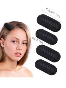 4pcs Fluffy Sponge Invisible Hair Comb Hair Pad Black Hair Clip Insertion Tool Kit Suitable For Women Girls DIY Hairstyle, Hair Accessories, Wedding, Bride Hair Styling, Side Comb - Black - View 5