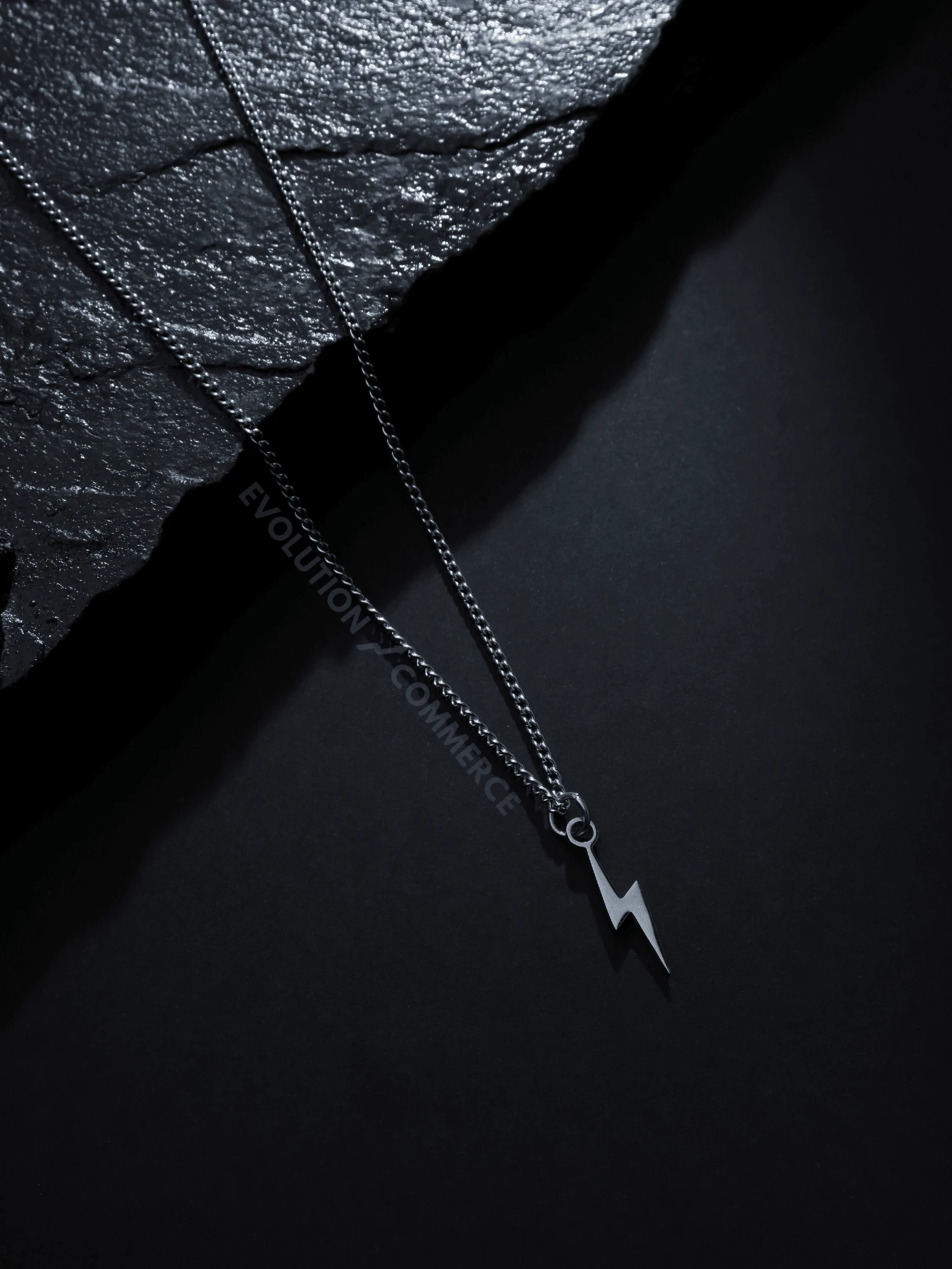 Men's Necklace Chain With Thunder Lightning Pendant Stainless Steel Does Not Turn Black Chain Cord Can Get Wet Antiallergic Original - 銀色 - 查看 1