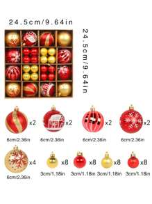 Juego de caja de regalo de bolas de adorno navideño, bolas de Navidad pintadas de forma creativa, decoración colgante para fiestas y árboles de Navidad, decoración de cumpleaños y del hogar, decoraciones navideñas, decoración de habitación de invierno - Multicolor - Ver 9