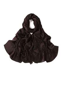 1 Peça Acessórios de Abaya de Alta Qualidade em Cor Sólida para Senhoras, Lenço de Crepe de Cetim de Seda com Brilho de Pedrinhas Strass, Xale Brilhante e Cintilante, Faixa para Cabeça de Mulher
