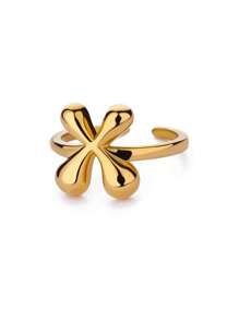 1PC Fashion 26 English Initial Chunky Rings For Women Men Opening 18K Gold Plated Smooth Stainless Steel Letter Ring European And American Style Finger Jewelry Accessories