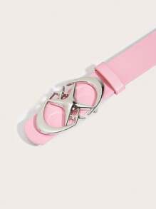 1pc Women's Black Leather Crescent Moon & Star Buckle Belt, Streetwear Cross Waist Belt, Versatile Fashion Accessory To Pair With Jeans & Skirts