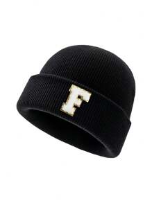 1 件时尚 26 字母图案针织帽，百搭保暖羊毛帽，适合男士秋冬户外穿着，很棒的礼物