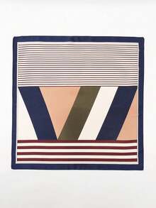 1pc Bandana Patchwork Print Geometric Patterned Colorblock Handkerchief Decorative Scarf - Multicolor - View 2