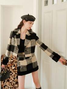 2025 早春新款，Coco 风格女款小码羊毛皮草夹棉夹克