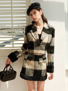 2025 早春新款，Coco 风格女款小码羊毛皮草夹棉夹克