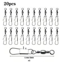 100 个装钓鱼按扣转环，带按扣的桶形转环淡水转环渔具，不锈钢安全联锁按扣黑镍铜 26-132 磅 - 彩色 - 查看 16