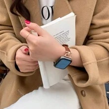 1 Pc Becorative Fancy Jewelry Stylish Elegant Slim Leather Loop Compatible With Apple Watch Band For Women Gold Silver Halloween Black Charms Sport Thin 38mm 40mm 41mm 42mm 44mm 45mm 46mm 49mm , Watchband Compatible With Apple Watch Strap Series Ultra 10/9/8/7/6/5/4/3/2/1 SE
