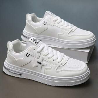 2024 New Breathable, Comfortable, Durable, Thick-Soled, Shock-Absorbing, Anti-Slip Casual Platform Shoes, White Sneakers For Men