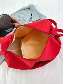 大容量多用途尼龙手提包单肩包男士潮流时尚旅行包带鞋隔层（旅行背包，带鞋隔层，随身手提包）适用于行李箱过夜包健身包行李袋周末包行李袋随身包大学包行李袋周末包 - 酒紅色 - 查看 8