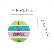 50 张咖啡贴纸包 | 乙烯基美学贴纸，适用于剪贴簿、日记本、笔记本电脑、保险杠、滑板、水瓶、电脑、电话、卡通、安全帽、汽车贴纸 - 彩色 - 查看 2