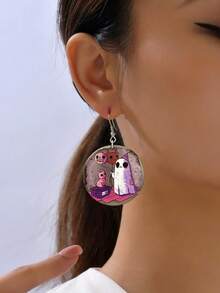 1 Cặp Acrylic Hoạt Hình Dễ Thương Halloween Hài Hước Hiphop Hồng Bông Tai Hình Tròn Ma Bóng Bay Mèo Gothic Y2K Tiệc Lễ Hội Phụ Kiện Quà Tặng Ngày Cho Bạn Gái - Nhiều màu - Xem 1