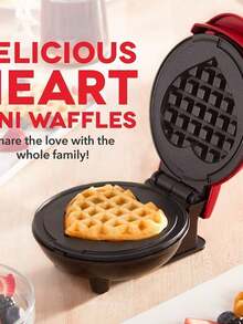 Mini Compact Heart Waffle Maker - Đỏ - Xem 5