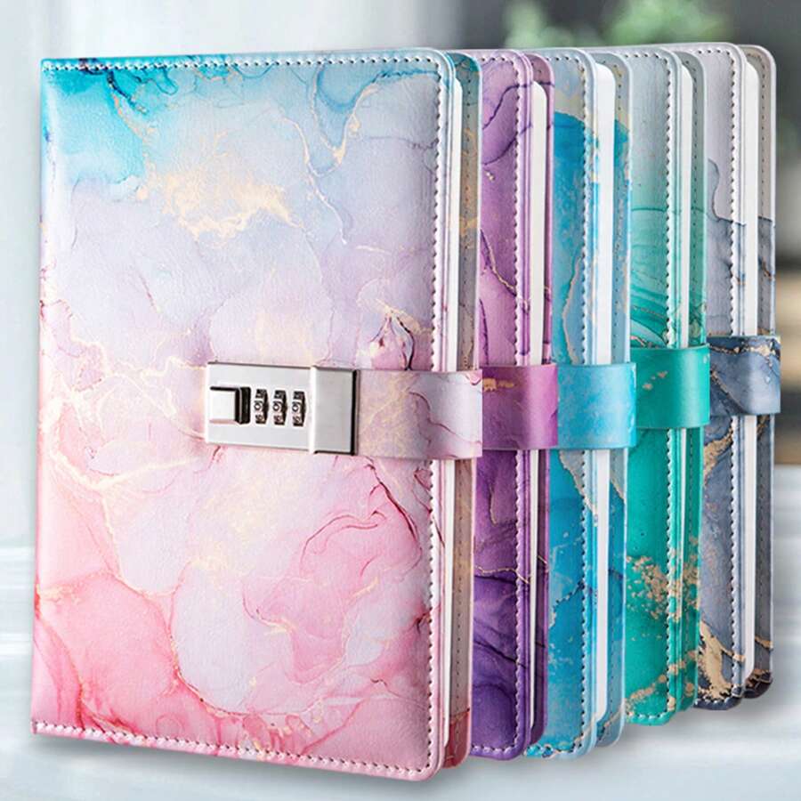 A5 Fashion Password Book With Lock Diary Creative Handbook Student Notepad Stationery Notebook,School Supplies,Back To School - A5 - View 1