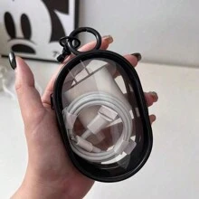 1PC Portable Mini Transparent Zipper Storage Bag, Compact Multifunctional Storage Bag, Headphone And Charger Case With Keychain, Transparent Travel Accessories