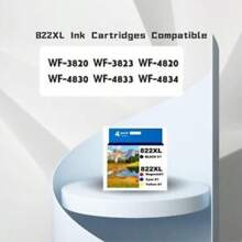 822 XL Ink 4 Cartridge Epson 822 Workforce Pro WF-3820 WF-4820 WF-4830 WF-4834