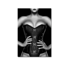 1張性感藝術女性海報帆布油畫黑白模特現代臥室家庭裝飾牆壁藝術