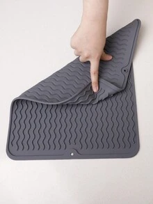 1 tấm thảm thoát nước bằng silicon phong cách Bắc Âu, đế lót ly chịu nhiệt cao, tấm thảm chống trượt bề mặt gợn sóng sáng tạo, thích hợp để làm khô bàn cà phê và trà - Xám - Xem 8