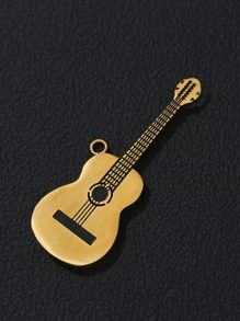 1pc Men's Guitar Pendant Necklace, Titanium Steel Chain, Creative Music Gift Accessory - View 5