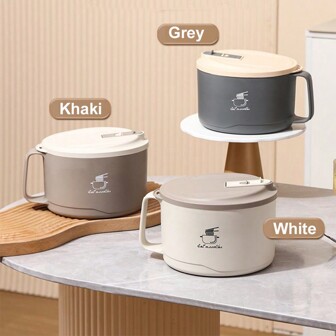 1 pieza Tazón grande de acero inoxidable para fideos, recipiente aislado para tazón de almuerzo con tapa, regalo de Navidad