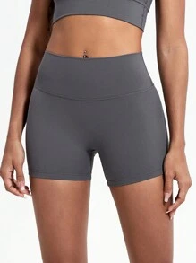 1 Pc Yoga Sport Bottoms Outdoor Workout Running Gym Training Shorts High Waisted Breathable Cycling Shorts - Grey - View 5
