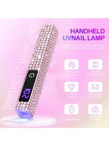 Mini UV指甲燈-手持式UV指甲燈:可充電便攜式凝膠指甲UV燈，配備顯示屏，在20-60秒內快速固化 - 粉色 - 查看 6
