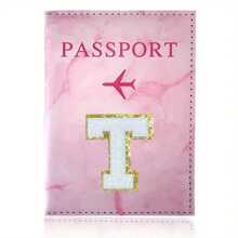 Chic Personalized Passport Holder For Women & Teens - Initial PU Leather Wallet With 26 Letter Patches, Stylish Travel Card Case, Perfect Unique Gift For Her, Enhance Your Jetset Style Travel Essentials School Back To School School Supplies Holiday Holiday Essentials Vacation Accessories Passport Cover - Dusty Pink - View 22